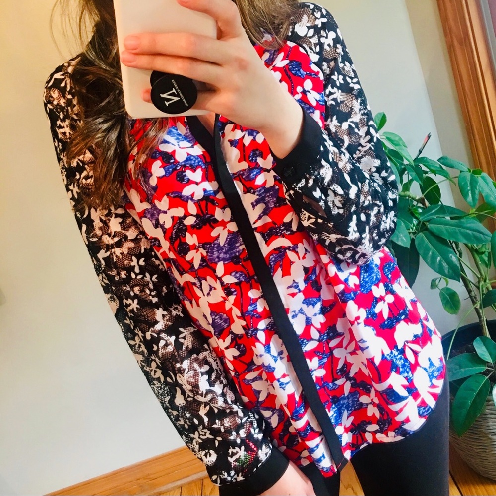 Floral Print Lace Blouse